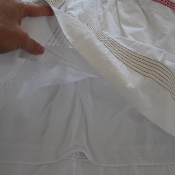 SOLD - Veronica Beard, A-Line, Short Sleeve, V-Neck, Belted, White Dress - Picture 9 of 14